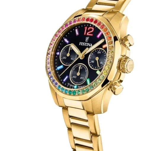 Festina Damenuhr Edelstahl gold Festina Boyfriend Armbanduhr UF20609/3