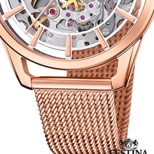Festina Damenuhr Edelstahl rosé Festina Automatik Armbanduhr UF20628/2