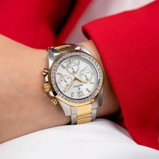 Festina Damenuhr Edelstahl silber gold Festina Boyfriend Armbanduhr UF20607/1
