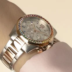 Festina Damenuhr Edelstahl silber rosé Festina Boyfriend Armbanduhr UF20608/2