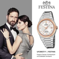 Festina Damenuhr Edelstahl silber Festina Swiss made Armbanduhr UF20037/1