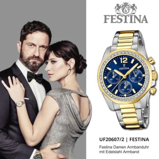 Festina Damenuhr Edelstahl silber gold Festina Boyfriend Armbanduhr UF20607/2