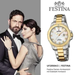 Festina Damenuhr Edelstahl silber gold Festina Boyfriend Armbanduhr UF20504/2