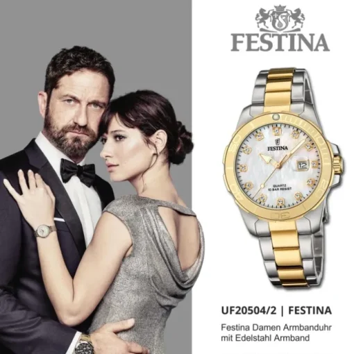 Festina Damenuhr Edelstahl silber gold Festina Boyfriend Armbanduhr UF20504/2