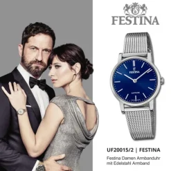 Festina Damenuhr Edelstahl silber Festina Swiss Made Armbanduhr UF20015/2