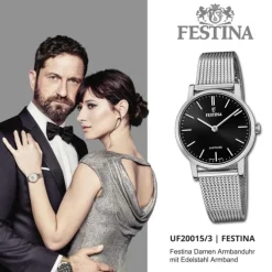 Festina Damenuhr Edelstahl silber Festina Swiss Made Armbanduhr UF20015/3