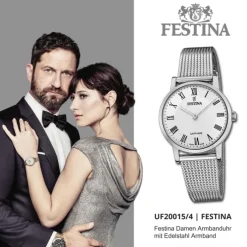 Festina Damenuhr Edelstahl silber Festina Swiss Made Armbanduhr UF20015/4