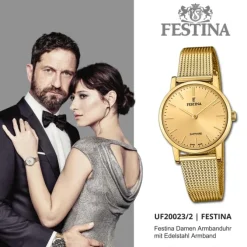 Festina Damenuhr Edelstahl gold Festina Swiss Made Armbanduhr UF20023/2