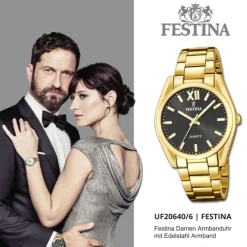 Festina Damenuhr Edelstahl gold Festina Boyfriend Armbanduhr UF20640/6