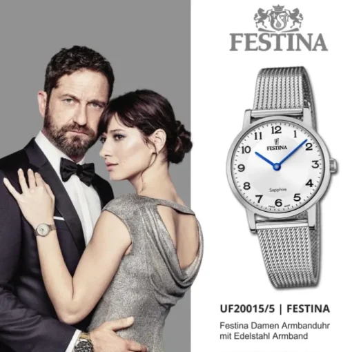 Festina Damenuhr Edelstahl silber Festina Swiss made Armbanduhr UF20015/5
