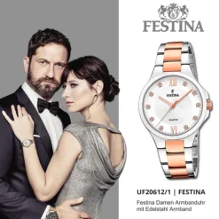 Festina Damenuhr Edelstahl silber rosé Festina Boyfriend Armbanduhr UF20612/1