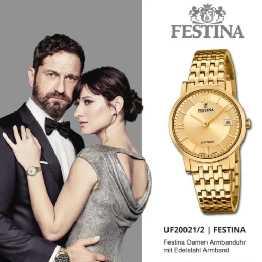 Festina Damenuhr Edelstahl gold Festina Swiss Made Armbanduhr UF20021/2