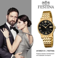 Festina Damenuhr Edelstahl gold Festina Swiss Made Armbanduhr UF20021/3