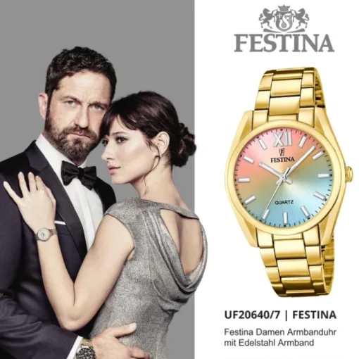 Festina Damenuhr Edelstahl gold Festina Boyfriend Armbanduhr UF20640/7
