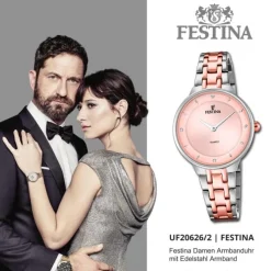 Festina Damenuhr Edelstahl silber rosé Festina Mademoiselle Armbanduhr UF20626/2