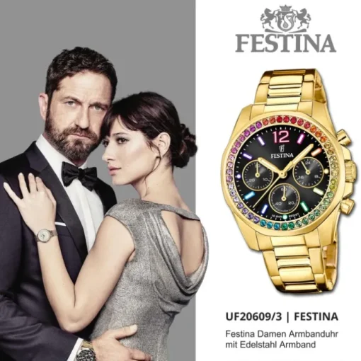 Festina Damenuhr Edelstahl gold Festina Boyfriend Armbanduhr UF20609/3