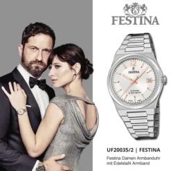 Festina Damenuhr Edelstahl silber Festina Swiss made Armbanduhr UF20035/2