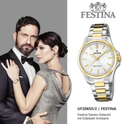 Festina Damenuhr Edelstahl silber gold Festina Solar Energy Solaruhr UF20655/2