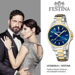 Festina Damenuhr Edelstahl silber gold Festina Solar Energy Solaruhr UF20655/4