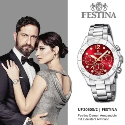 Festina Damenuhr Edelstahl silber Festina Boyfriend Armbanduhr UF20603/2