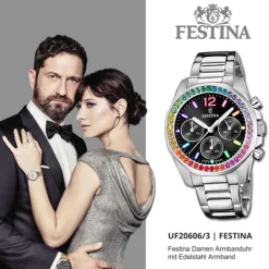 Festina Damenuhr Edelstahl silber Festina Boyfriend Armbanduhr UF20606/3