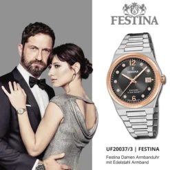 Festina Damenuhr Edelstahl silber Festina Swiss made Armbanduhr UF20037/3