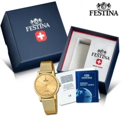 Festina Damenuhr Edelstahl gold Festina Swiss Made Armbanduhr UF20023/2