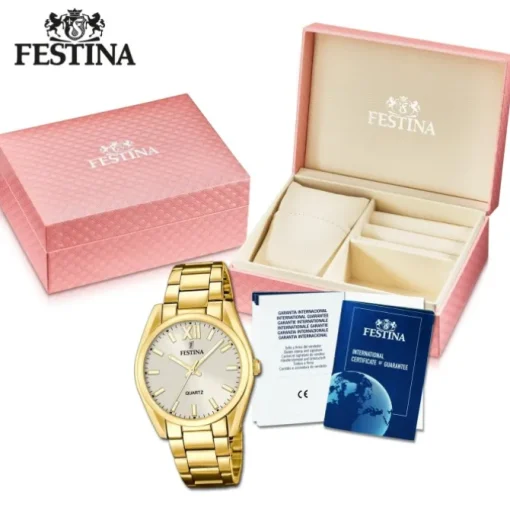 Festina Damenuhr Edelstahl gold Festina Boyfriend Armbanduhr UF20640/1