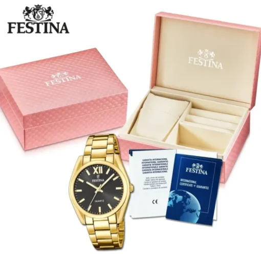 Festina Damenuhr Edelstahl gold Festina Boyfriend Armbanduhr UF20640/6