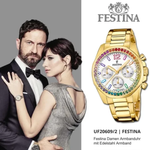 Festina Damenuhr Edelstahl gold Festina Boyfriend Armbanduhr UF20609/2
