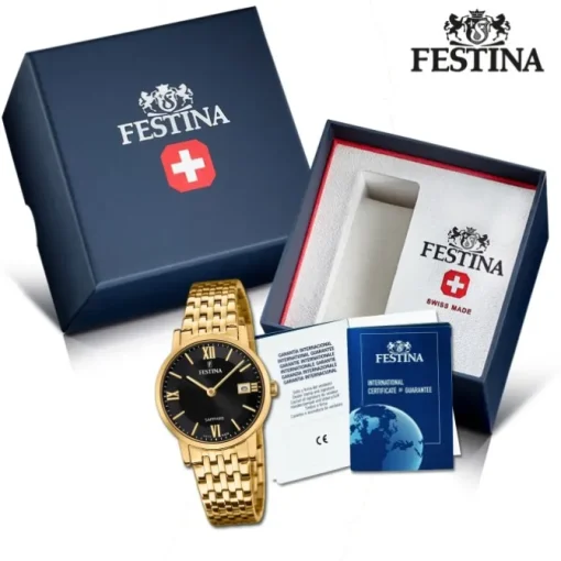 Festina Damenuhr Edelstahl gold Festina Swiss Made Armbanduhr UF20021/3