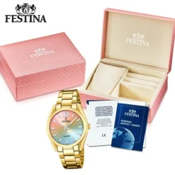 Festina Damenuhr Edelstahl gold Festina Boyfriend Armbanduhr UF20640/7