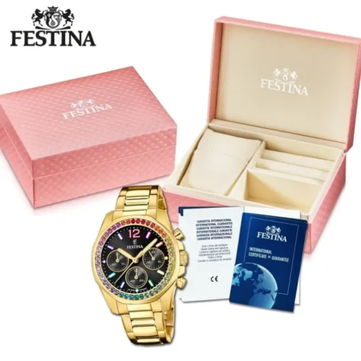 Festina Damenuhr Edelstahl gold Festina Boyfriend Armbanduhr UF20609/3