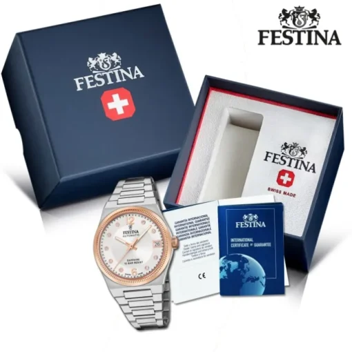 Festina Damenuhr Edelstahl silber Festina Swiss made Armbanduhr UF20031/1