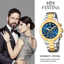 Festina Damenuhr Edelstahl silber gold Festina Boyfriend Armbanduhr UF20604/3