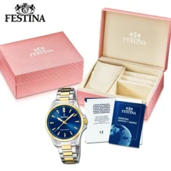 Festina Damenuhr Edelstahl silber gold Festina Solar Energy Solaruhr UF20655/4