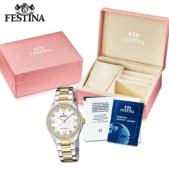 Festina Damenuhr Edelstahl silber gold Festina Solar Energy Solaruhr UF20659/1