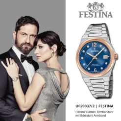 Festina Damenuhr Edelstahl silber rosé Festina Swiss Made Armbanduhr UF20037/2