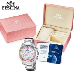 Festina Damenuhr Edelstahl silber Festina Boyfriend Armbanduhr UF20606/2