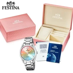 Festina Damenuhr Edelstahl silber Festina Boyfriend Armbanduhr UF20622/H