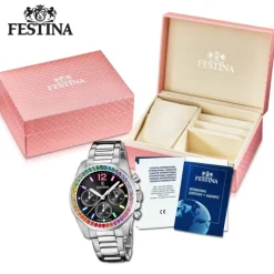 Festina Damenuhr Edelstahl silber Festina Boyfriend Armbanduhr UF20606/3