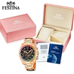 Festina Damenuhr Edelstahl rosé Festina Boyfriend Armbanduhr UF20639/3