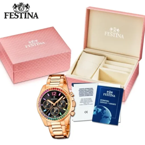 Festina Damenuhr Edelstahl rosé Festina Boyfriend Armbanduhr UF20639/3