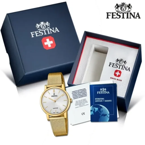 Festina Damenuhr Edelstahl gold Festina Swiss Made Armbanduhr UF20023/1