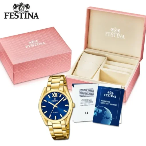 Festina Damenuhr Edelstahl gold Festina Boyfriend Armbanduhr UF20640/5