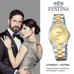 Festina Damenuhr Klassik F20556/3 Armbanduhr Edelstahl silber gold UF20556/3