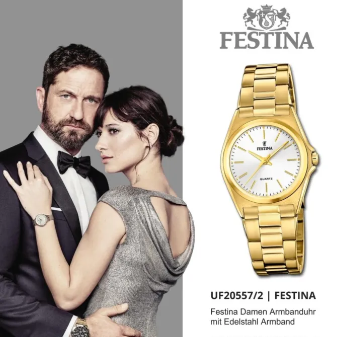 Festina Damenuhr Klassik F20557/2 Armbanduhr Edelstahl gold UF20557/2
