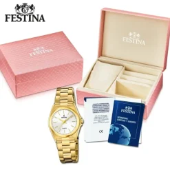 Festina Damenuhr Klassik F20557/2 Armbanduhr Edelstahl gold UF20557/2
