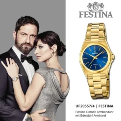 Festina Damenuhr Klassik F20557/4 Armbanduhr Edelstahl gold UF20557/4