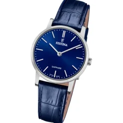 Festina Damenuhr Leder blau Festina Swiss Made Armbanduhr UF20013/3